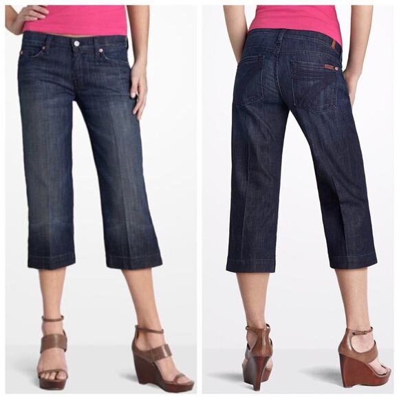 7FAM Dojo Dark Wash Cropped Jeans 27 - Picture 1 of 14